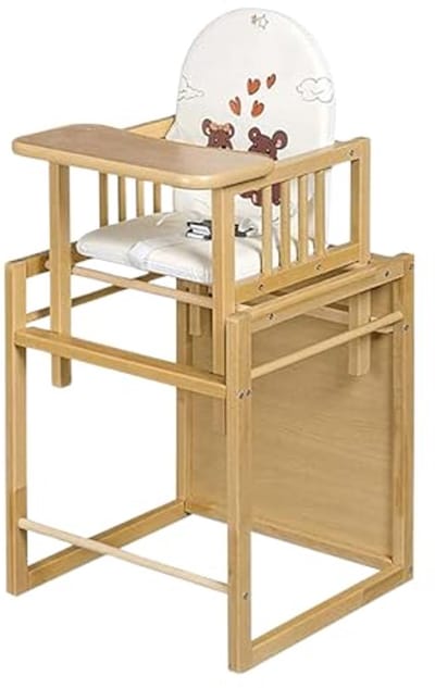 Gecombineerde kinderstoel voor kinderen - Houten babystoel met tafel, veilig en verstelbaar, eenvoudig te monteren