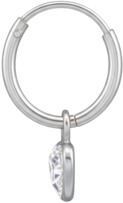 Zilveren OorRingeen met Hangend Hart en Cubic Zirkonia