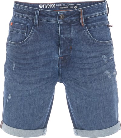 riverso Heren Short Broeken RIVTom regular/straight Fit Blauw W 31 Volwassenen Stretch Jeans Korte Broek