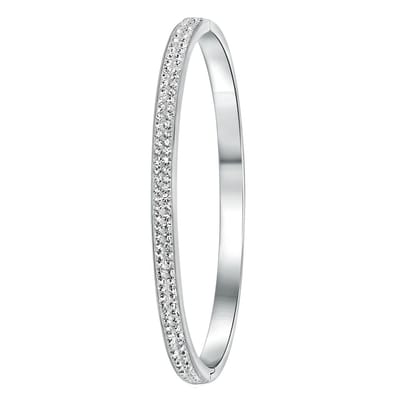 Lucardi Dames Armband bangle met kristal - Staal - Armband - Cadeau - Stijlvol - Zilverkleurig