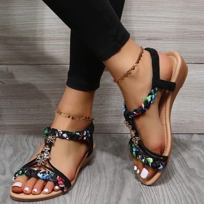 Zomer Nieuw Rome Dames Flats Casual Sandalen Strand Schoenen Sleehakken Open Teen Dames Slingback Pantoffels Dames Slippers Slides 36