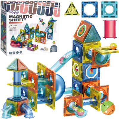 Woopie magnetische constructieblokken 3D-educatieve set kogelbaan 42-delig. - UNI