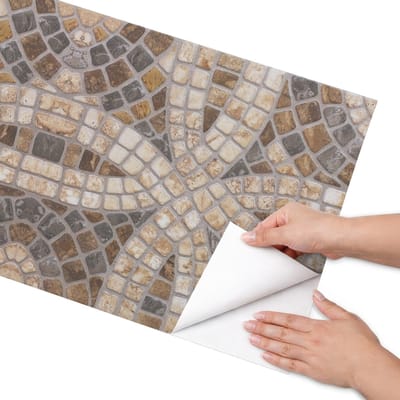 Coloray Meubel Wrap Folie - Bruin Meubelfolie - 50x100 cm - Meubel Wrap Folie Mozaïek van steen - Plakfolie Meubels - Geometrische Meubelfolie - Decoratiefolie Zelfklevend - Slaapkamer decoratie - Texturen