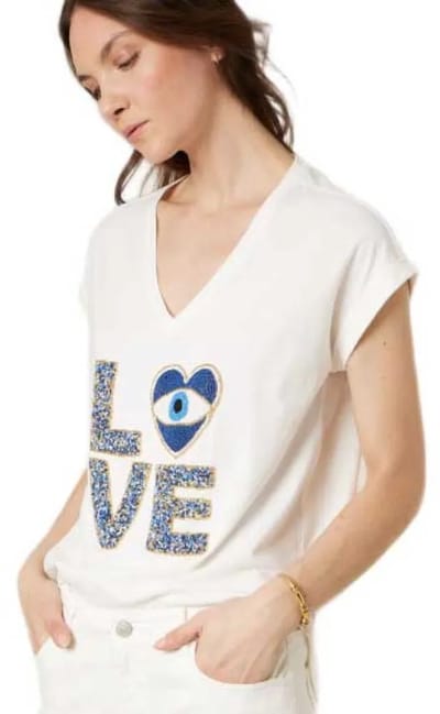 Deeluxe Mykolove T-shirt Met Korte Mouwen En V-hals Wit L Vrouw