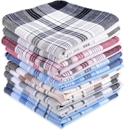 Set van 12 Zachte Zakdoeken voor Mannen en Vrouwen, Premium Katoenen Zakdoeken, Klassieke Handkerchiefs voor Bruiloften en Dagelijks Gebruik