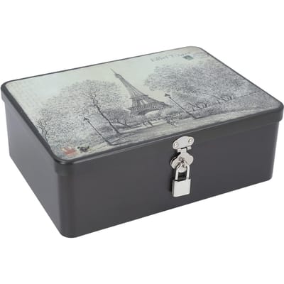 Afsluitbare Opbergdoos Vintage IJzeren Opbergdoos Ruimtebesparende Metalen Herinneringsdoos Decoratieve Opbergkoffer gray