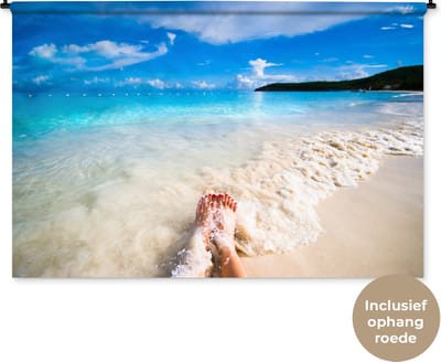 Wandkleed - Wanddoek - Strand - Zand - Voeten - 180x120 cm - Wandtapijt