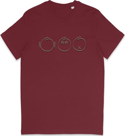 Grappig T Shirt Dames en Heren - Horen Zien en Zwijgen - Bordeaux Rood - XS
