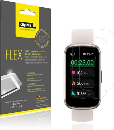 dipos – 2x Beschermfolie geschikt voor Tifozen P08 1.47 Zoll | 3D Full Cover Screenprotector | 100% Passend