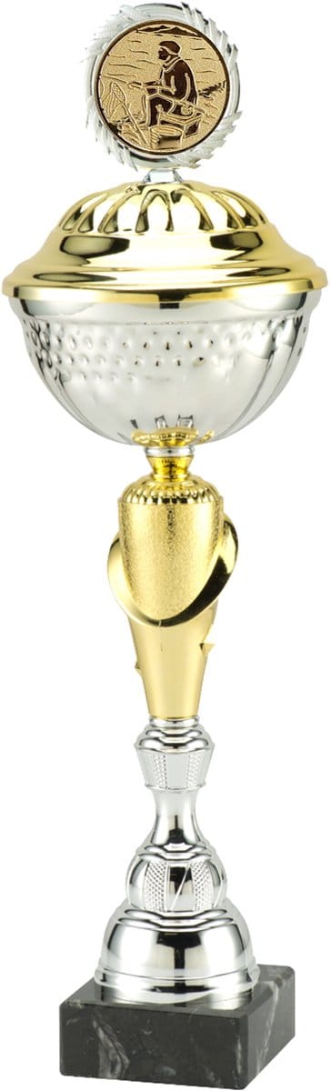 Gold & Silver Trophy XL 49 cm Grote Vis Trofee Wissel Bokaal Beker Vissen Wisselbeker Wisselbokaal