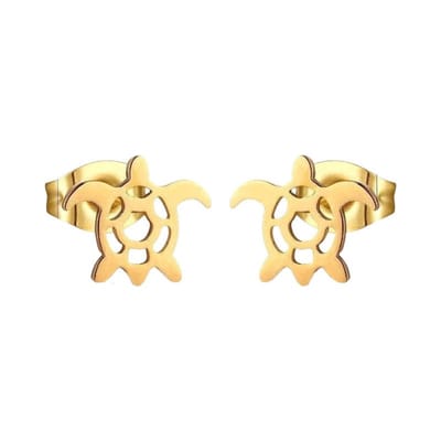 Aramat Jewels | Oorbellen | Stalen Schildpad Oorbellen Meisje – Goudkleurig RVS – Dieren Oorstekers – 10x8mm – Oorbellen Kind | | | |10mm | Staal | Volwassenen, Kinderen | Verkleurd niet