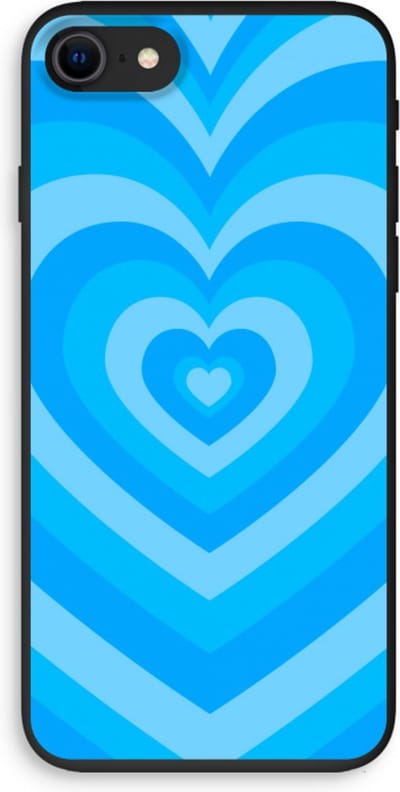 Case Company® - Hoesje geschikt voor iPhone SE 2020 hoesje - Hart Blauw - Biologisch Afbreekbaar Telefoonhoesje - Bescherming alle Kanten en Schermrand