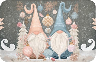 WC mat 60x40 cm - Antislip - Kerst - Gnomen - Pastel - Toiletmat - Vloermat - Douchemat - Toilet tapijt - Toiletmatten