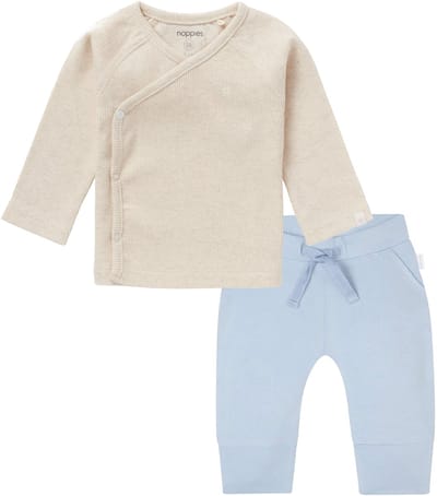 Noppies - Kledingset - 2 delig - Broek Naupli Lichtblauw - Shirt Nanyuki overslagshirt Oatmeal - Maat 44