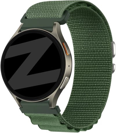 Bandz Universele Alpine Nylon Horlogeband (Army Green) – 20mm – geschikt voor Samsung Galaxy Watch 7/6/5/4/FE/3, Polar Pacer/Unite/Ignite en Amazfit GTS/Bip – Stevig, ademend, comfortabel en duurzaam.