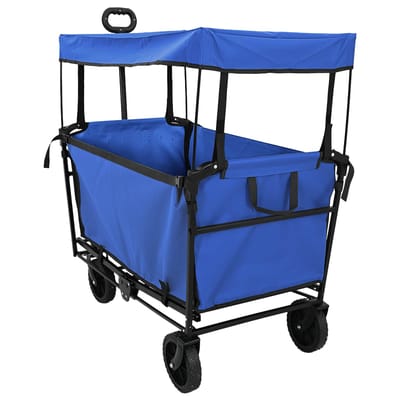 vidaXL - Vouwbare - winkelwagentje - met - remmen - Zwart - 105 - x - 56,5 - x - 116 - cm
