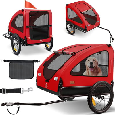 Hondenbuggy 2-in-1 Fietskar voor Honden - Inklapbare Transporter met Veiligheidsvoorzieningen en Grote Inhoud