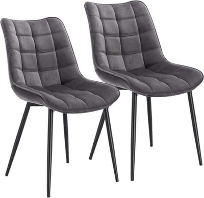 Happyment Luxe Eetkamerstoelen - Velvet Grijs - Woonkamerstoelen - Keukenstoelen - Kuipstoel - Set van 2, 4 of 6