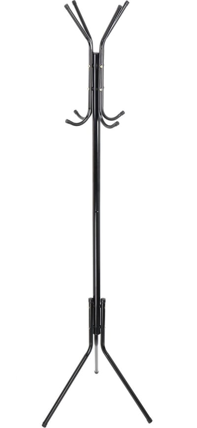 Kapstok Staand – Kledingrek met 8 Haken – Hoogte 172 cm – Staande Kapstok Metaal – Vrijstaande Kapstok – Zwart – Voor Hal, Slaapkamer en Kantoor