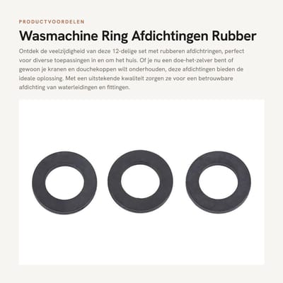 Dailygoods- Wasmachine Ring 12-delige Set - Afdichtingsring - Rubber - Waterdicht - Bevestigingsmiddelen - Voor 1/2"/3/4"/1" Leiding - Afdichtring