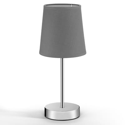 Tafellamp, nachtlamp, grijze kap, metalen voet