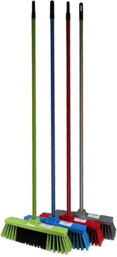 Benson Kamerveger - Zachte Borstelharen - 130 cm Steel - Voor Gladde Binnenvloeren - Per stuk - Kleurenmix