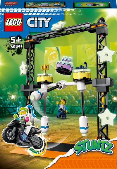 LEGO® City De verpletterende stuntuitdaging 60341 bouwset voor kinderen vanaf 5 jaar; inclusief een stuntmotor met vliegwielaandrijving en minifiguren uit de tv-serie LEGO City Adventures: galactische Poppy Starr en Harl Hubbs (117 onderdelen)