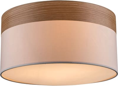 Plafondlamp Woonkamerlamp rond blauw hout textiel beige, metalen stof, 3x E27 stopcontacten, DxH 40x25 cm