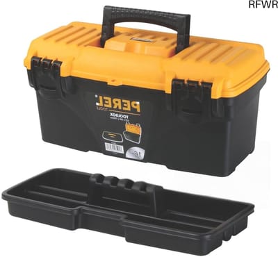 RFWR® Gereedschapskoffer leeg, kunststof toolbox met inklapbaar handvat en sterke sluitingen