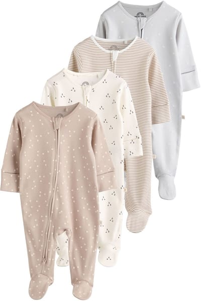 Next - Pasgeboren unisex - Set van 4 babypyjama's met tweewegritssluiting - Crème
