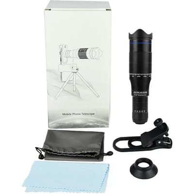 HD 40X Zoom Telescoop Telefoto Lens Monoculaire Telefoon Camera Lens Mini Metalen Telescoop Mobiele Telefoto Lens Voor Kamperen Toerisme white