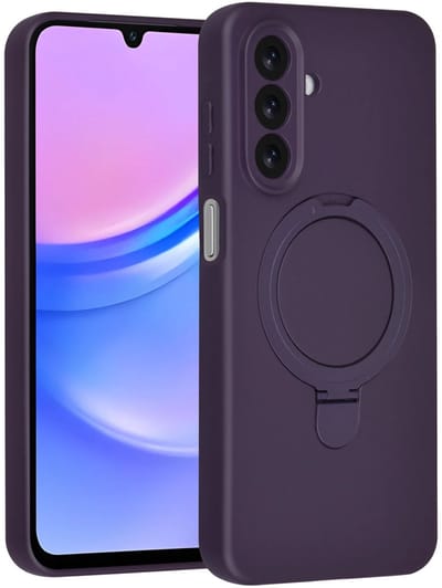 Backcover Hoesje Geschikt voor: Samsung Galaxy A17 5G & Samsung Galaxy A26 Volledig Dekkende Schokbestendige Siliconen Backcover met Ringstandaard – 360° Bescherming - Grape Purple