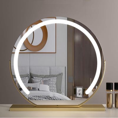 Verlichte Make-up Spiegel - Kaptafel Spiegel - Schoonheidsroutine Verbeteren - 360 Graden Rotatie - 40 cm - Goud