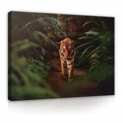 WALLARENA - Canvas schilderij - 100x70 cm - afbeelding van een tijger in de jungle