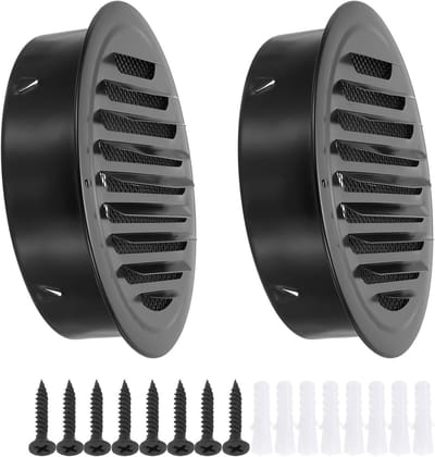 Ventilatierooster - Muurafvoer Grill - Luchtstroom Verbeteren - Roestvrij Staal - 8 Inch - Zwart