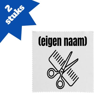 Akyol - kapperschaar en kam met eigen naam brillendoekjes - Kapper - barbers - collega's - verjaardag - afscheidscadeau - geschenk - kado - 17,8 bij 17,8 cm - 2 stuks
