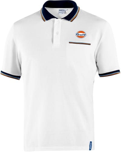Sparco Gulf Gulf Piqué Pocket Poloshirt - Wit/Marineblauw/Lichtblauw — XL