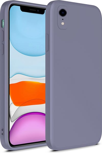 Smartphonica iPhone Xr siliconen hoesje met zachte binnenkant - Paars Grijs geschikt voor Apple iPhone XR
