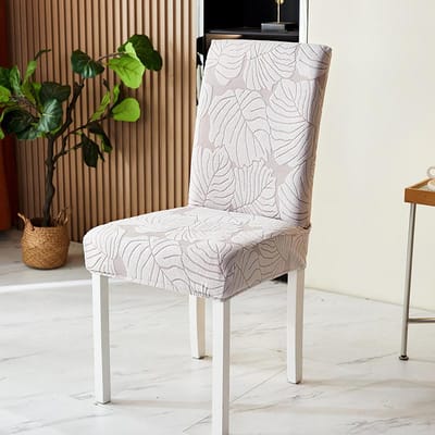 1 stuks Effen Kleur Jacquard Eetkamerstoelhoezen Elastisch Antislip Eetstoelhoezen Vuilafstotend Stofdicht Stoelhoezen voor Bruiloft 1PC Chair Cover gray