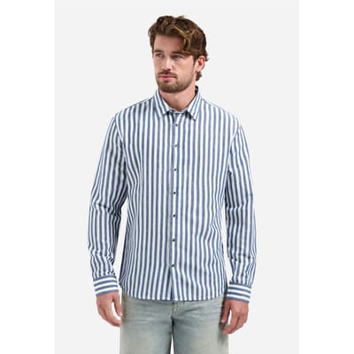 No Excess Shirt vertical big stripe with linen dessin