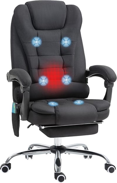Ergonomische Bureaustoel met Massage, Warmtefunctie en Voetensteun - In Hoogte Verstelbaar Kantoorfauteuil