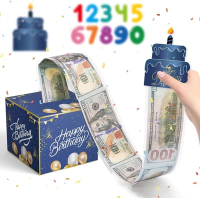 Dailygoods- Verrassingsdoos 13x13x11 cm - Geldkist - Cadeaudoos - Verjaardagscadeau - DIY Verjaardagsexplosiebox - Inclusief wenskaart en stickers - Cadeaubox