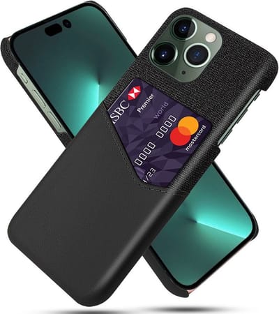 Geschikt voor Apple iPhone 15 Pro Max Hoesje met Kaarthouder Back Cover - Zwart