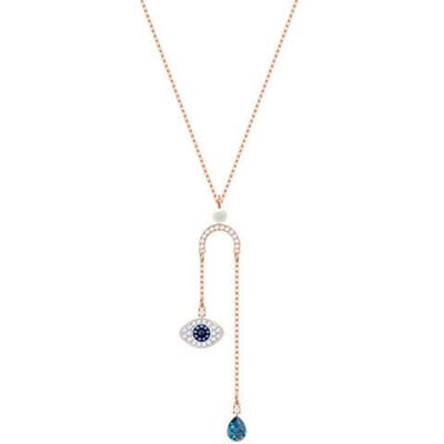 Swarovski Symbolische Boze Oog Y-Vormige Kristallen Ketting Damesketting Blauw Rose-Goud 5425861 Box (Random Color) white