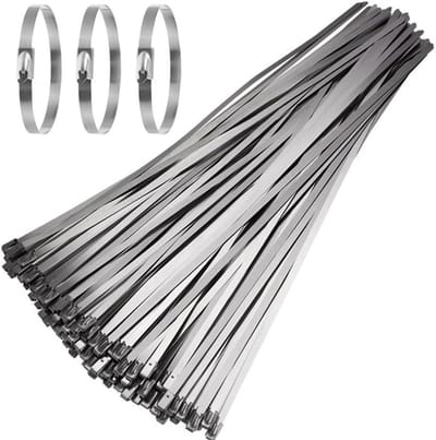 Langdurige RVS Kabelbinders 500 x 4.6 mm - 100 Stuks UV-bestendig, Verwijderbaar, Geschikt voor Tuin, Kabelbundeling en Bevestigen van Hekken