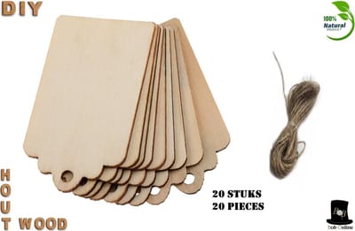 Bob Online ™ - 20 Stuks – Houten Cadeaulabels – Houten Etiketten – Houten Cadeauhangers met Jute Koord voor Huwelijksgeschenken, Kerstcadeaus, Feestgeschenken, Cadeau Decoratie – Wooden Gift Tags – Gift Tags + Jute Cord
