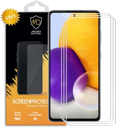 3-Pack MobyDefend Screenprotectors - Geschikt voor Samsung Galaxy A72 - Case-Friendly Screensavers - Gehard Glas