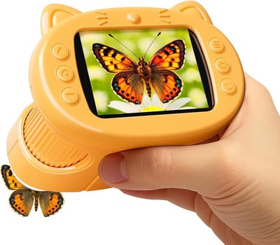 Microscoop - Microscoop voor kinderen - Microscoop digitaal - 1000x draagbare pocketmicroscoop met 2,4 inch scherm - elektronische leer- en wetenschapsset voor kinderen van 3 tot 12 jaar, verjaardagscadeau voor kinderen - Kerstcadeau （Geel）