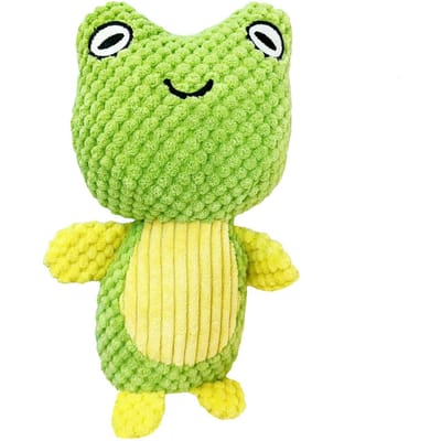 Peluche Chien Jouet Squeaky Résistant aux Morsures Broyage des Dents Soulagement de l'Ennui Forme Animale Chiot en Peluche green