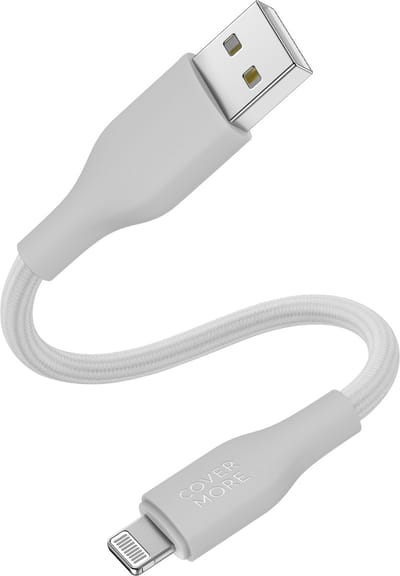 Usb naar Lightning kabel - Geschikt voor Apple carplay, iPhone en iPad 14 13 12 11 x xr xs plus pro max air - 30cm - Kort - Stevig - Nylon - Wit
